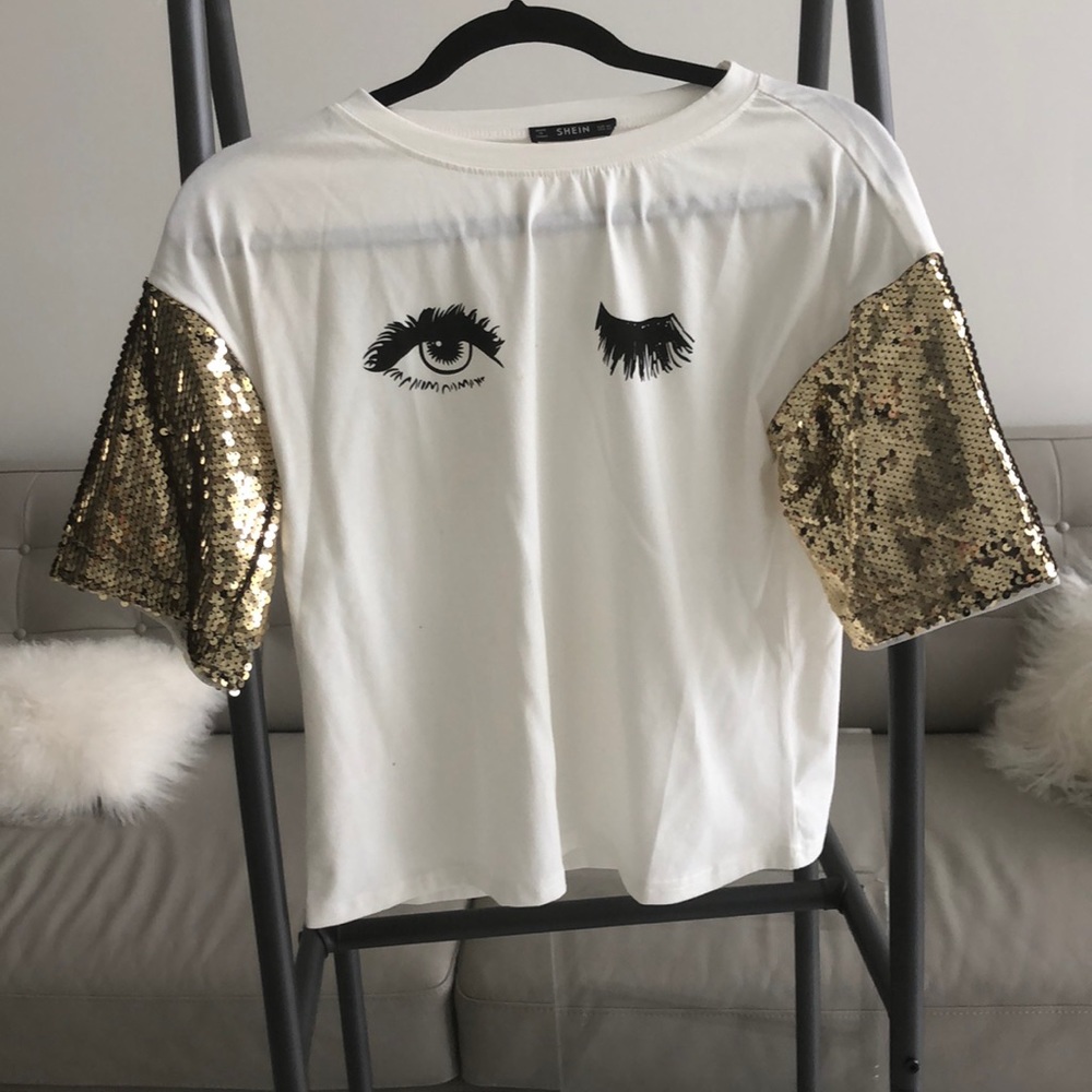 Shein sequin t shirt lashes